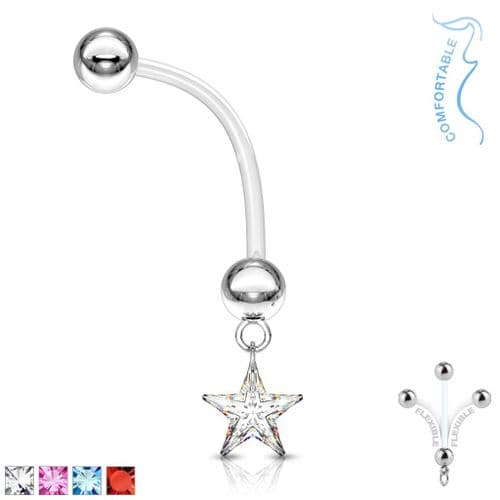Belly Bar Pregnancy Retainer with Star Gem Dangle