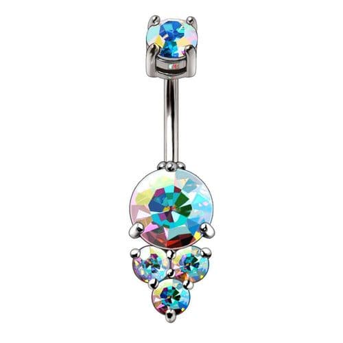 Belly Bar with Enchanted Aurora Borealis Gems