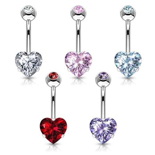 Belly Bar with Gem Heart