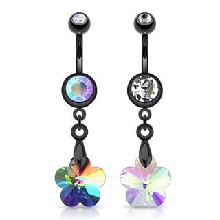 Black Belly Bar with Crystal Ray Prism Flower