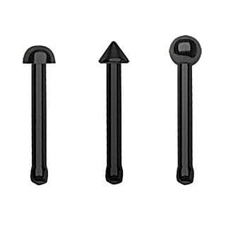 Black Nose Stud with Ball, Cone or Dome Top