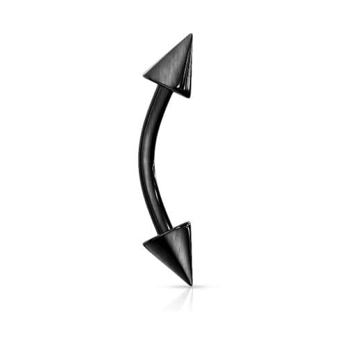 Black Titanium Anodised Spiked Curved Eyebrow Bar