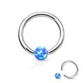 Captive Bead Ring with Blue Opal Ball Surgical Steel