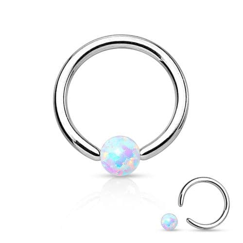 Captive Bead Ring with Multicoloured Opal Ball Surgical Steel