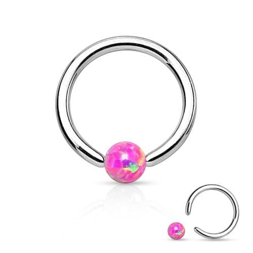 Captive Bead Ring with Pink Opal Ball Surgical Steel