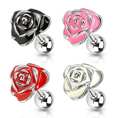 Cartilage Bar with Enamel Rose