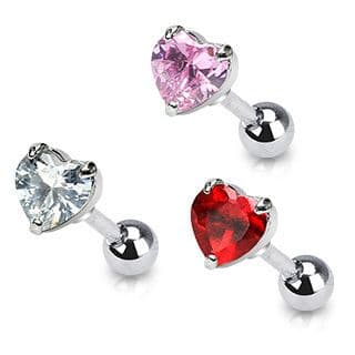 Cartilage Bar with Gem Heart