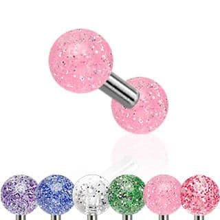 Cartilage Barbell with Ultra Glitter UV Balls