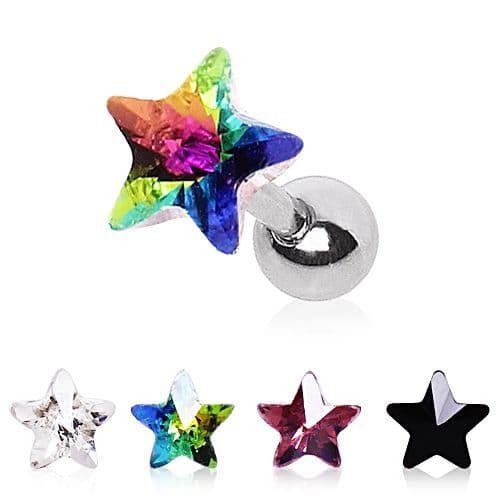 Cartilage Earring with Star Prism Top