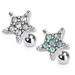 Cartilage Earrings with Gem Star Top