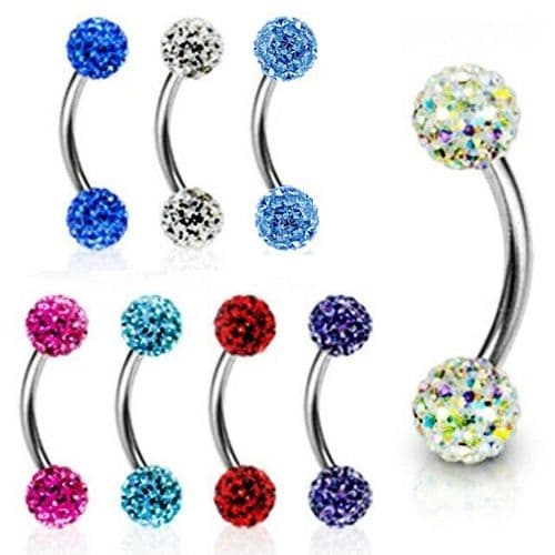 Curved Eyebrow Bar with Ferido Gem Balls
