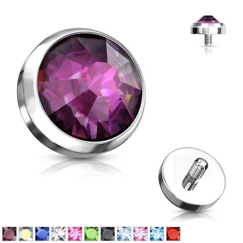 Dermal Anchor Heads with Gem Dome Top