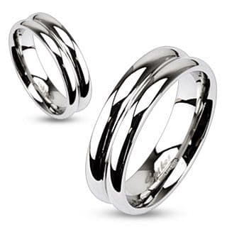 Double Dome Mirror Polished Band Ring / Wedding Band - Stainless Steel