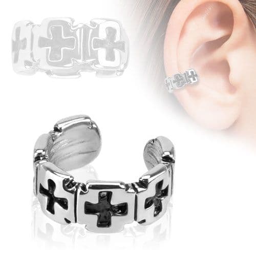 Ear Cuff with Iron Cross Pattern (Clip On)