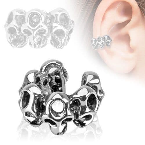 Ear Cuff with Multi Skulls (Clip on)