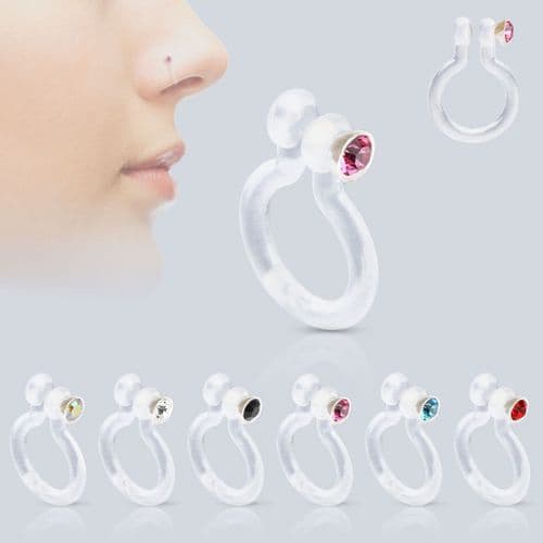 Fake Bioflex Nose Stud with Gem