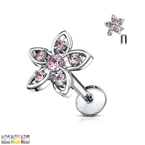 Flower Top Cartilage Earring Internally Thread