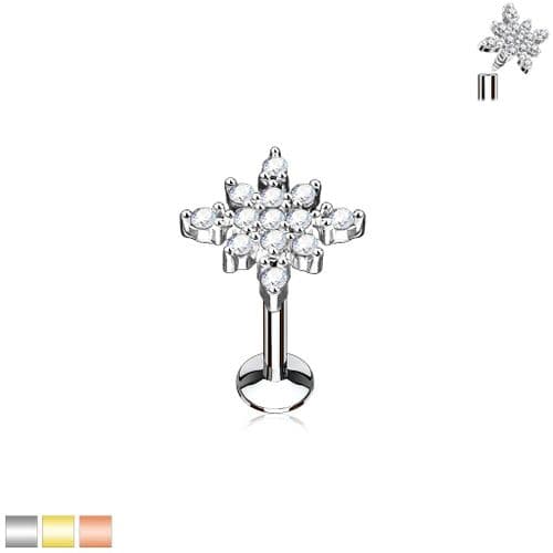 Gem Starburst Internally threaded Cartilage Bar