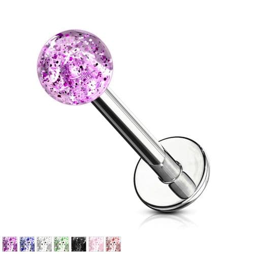 Glitter Ball Lip Piercing Stud Labret
