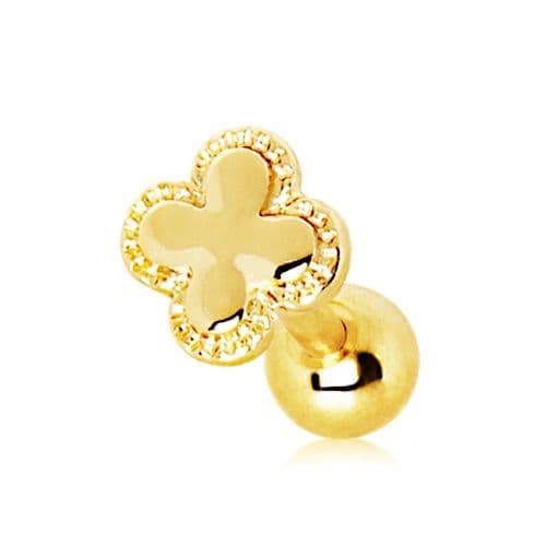 Gold Plated Clover Top Cartilage Bar