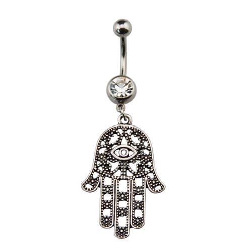 Hamsa Hand Dangle Belly Bar