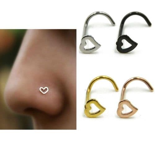 Heart Top Nose Stud with Screw Bar
