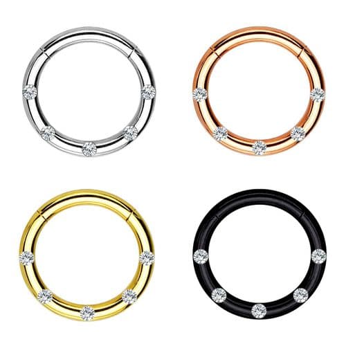 Hinged Segment Ring with Clear Set Gems