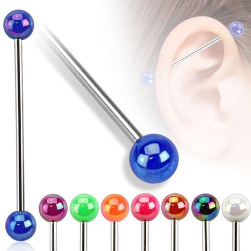 Industrial Barbell Piercing with Metallic Style Ball