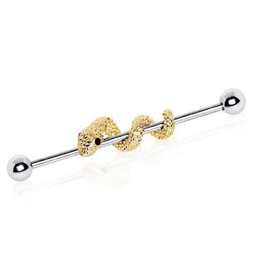 Industrial Scaffold Barbell with Gold Plated Snake