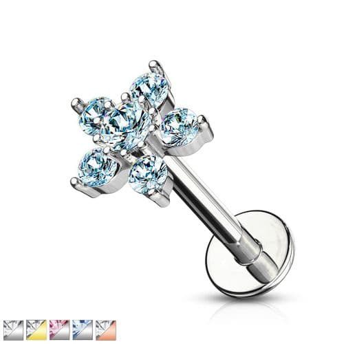 Internally Thread Gem Flower Cartilage Bar