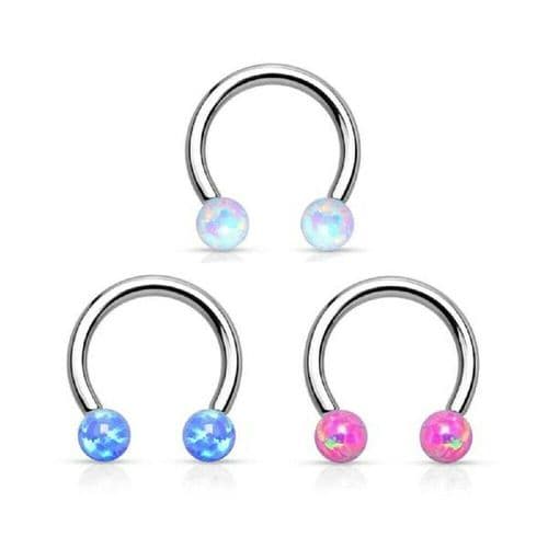 Internally Thread Opal Ball Horseshoe Barbell