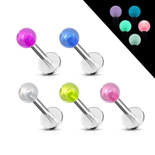 Labret Stud with Glow in the Dark Ball