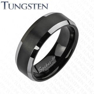 Mens Tungsten Band Ring with Brushed Black IP Centre