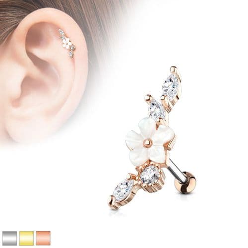Mother of Pearl Flower Centered Cartilage Bar