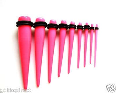 Neon Pink Ear Taper with O-Rings