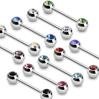 Nipple Bar Barbell with Front Facing Gems