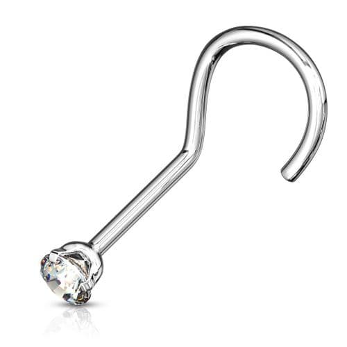 Nose Screw with Single Clear Gem