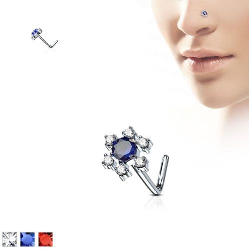 Nose Stud with Gem Flower Top