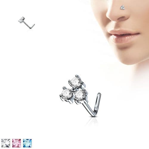 Nose Stud with Triple Gem