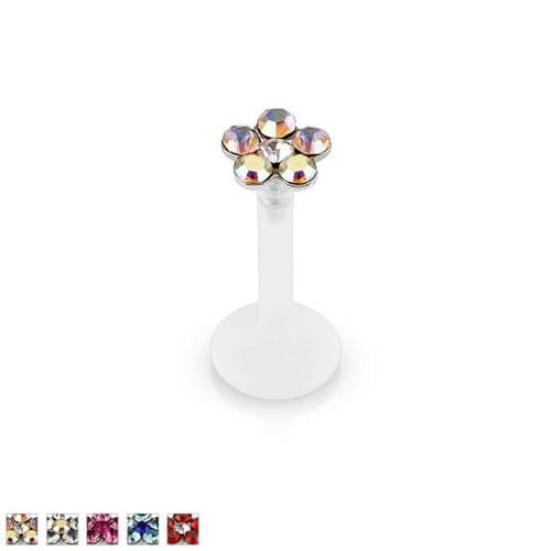 Press-Fit Gem Flower Bio-Flex Labret Stud
