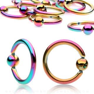 Rainbow Titanium IP Ball Closure Ring