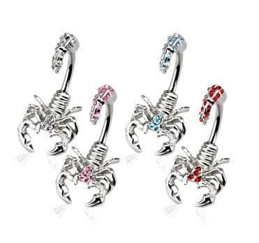Scorpion Belly Bar with CZ Gems