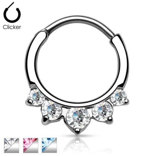 Septum Clicker with 5 CZ Gems