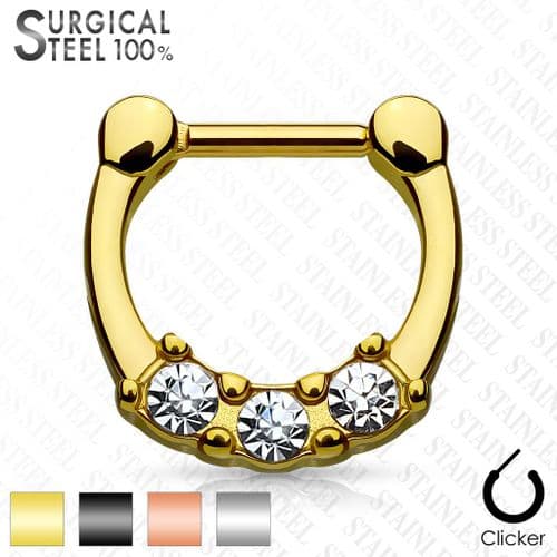 Septum Clicker with Prong Set Gem All Surgical Steel