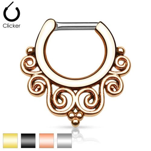 Septum Clicker with Tribal Swirls