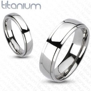 Solid Titanium Classic Bevelled Band Ring / Wedding Band