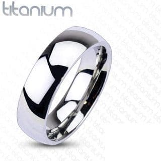 Solid Titanium Glossy Mirror Polished Traditional Wedding Band Ring