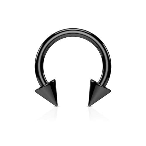 Spiked Black Titanium Plated Horseshoe Barbell