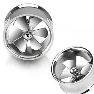 Spinning Pinwheel Fan Double Flare Flesh Tunnel Plug