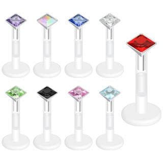 Square Press-Fit CZ Gem with 6mm BioFlex Shaft Labret Monroe